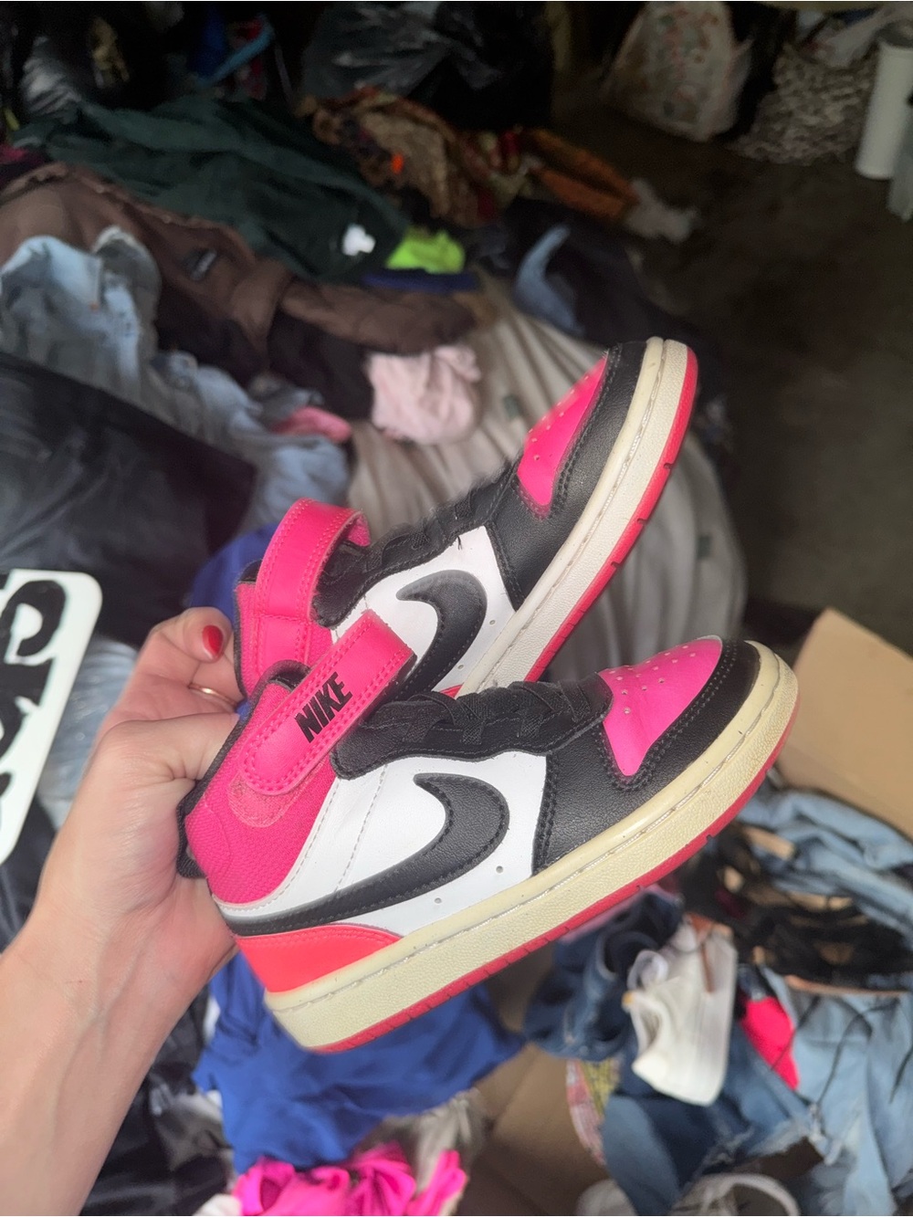 Nike Kids Hot Pink, Black & White Low-Top Sneakers
